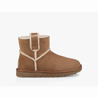 Botas UGG Classic Mini Spill Seam Mulher Marrom | PT-LJEUZ